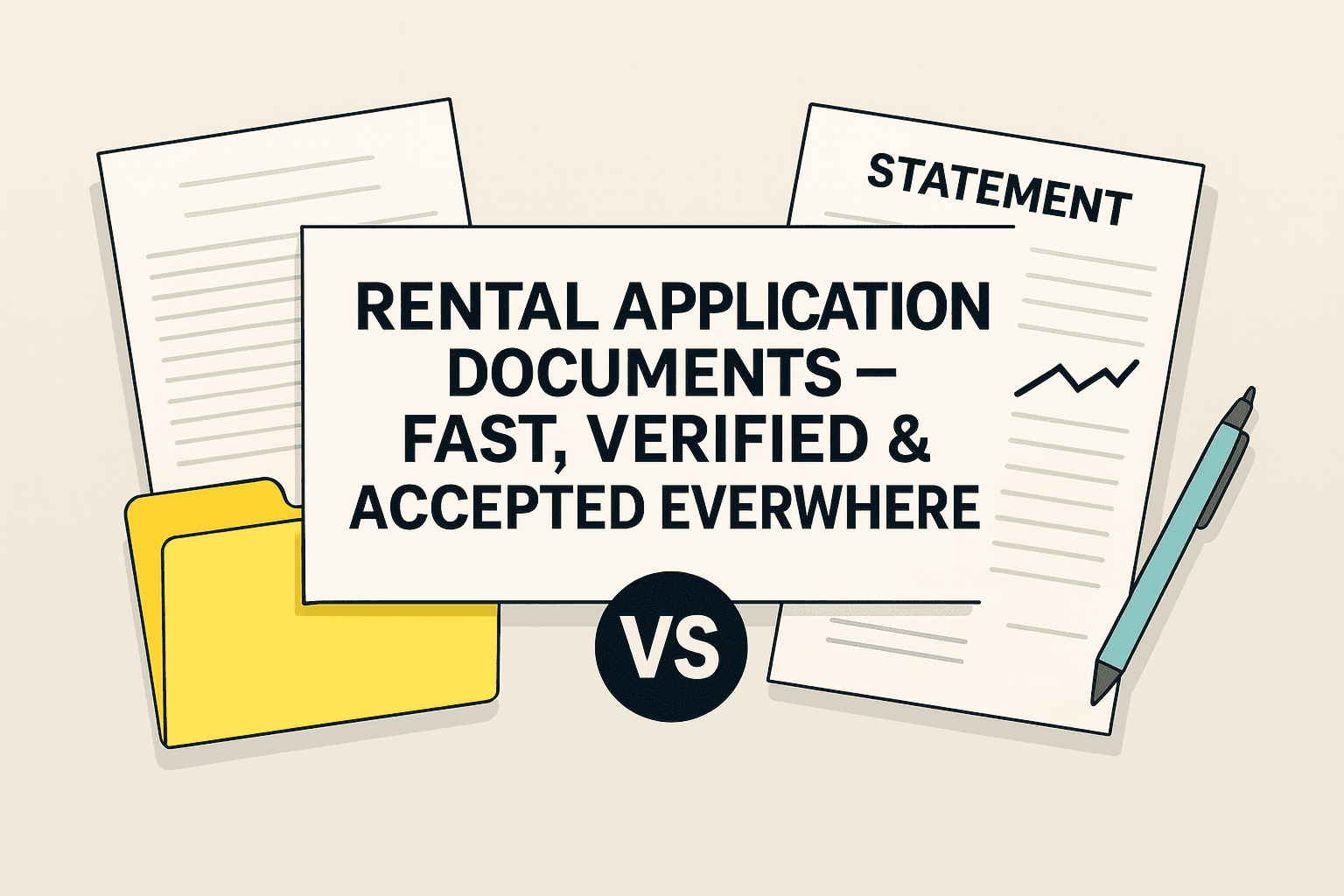 Illustration representing fast, verified rental application documents
