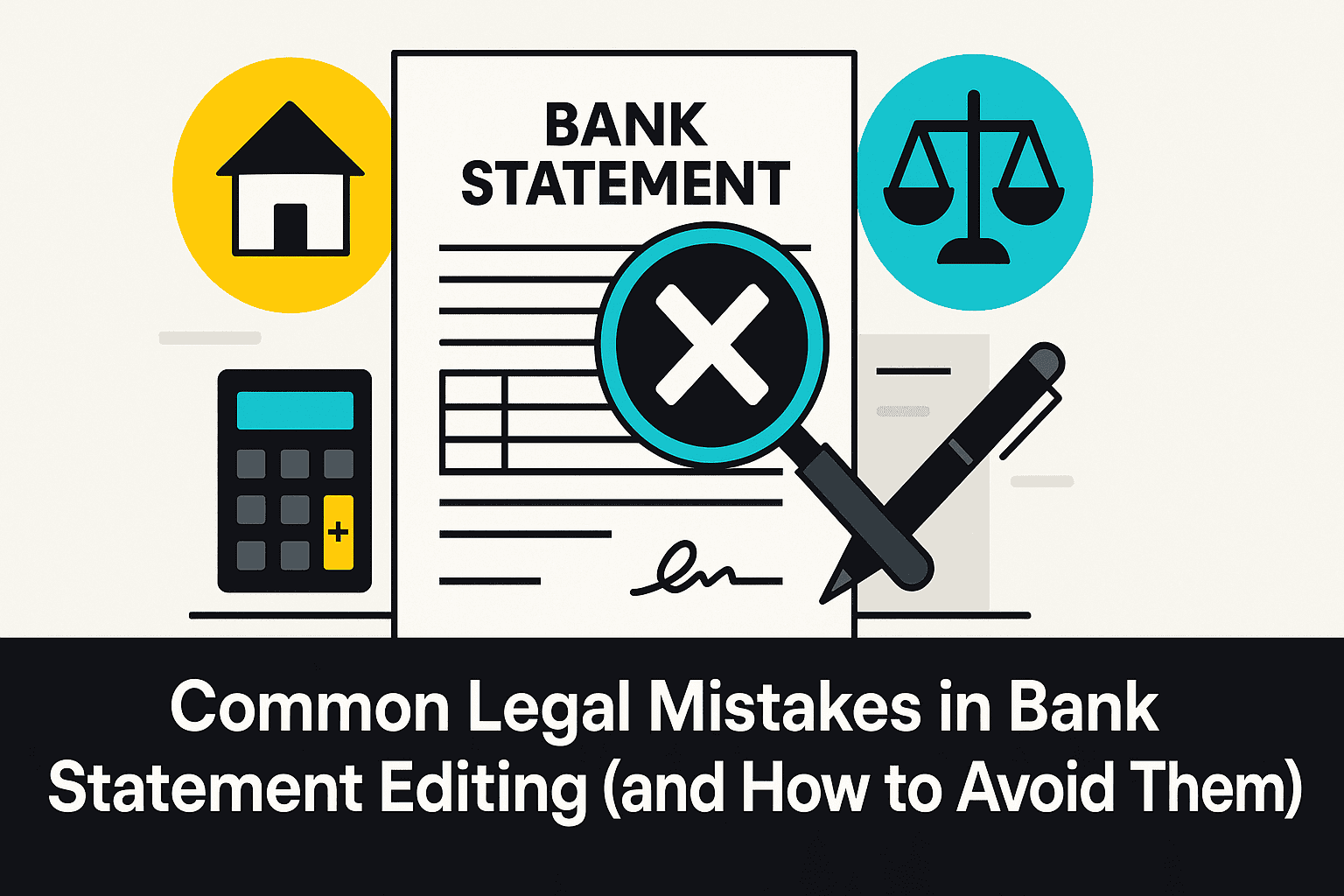 Common Legal Mistakes in Bank Statement Editing (and How to Avoid Them) 1 Illustration of a person reviewing a bank statement with a legal compliance checklist