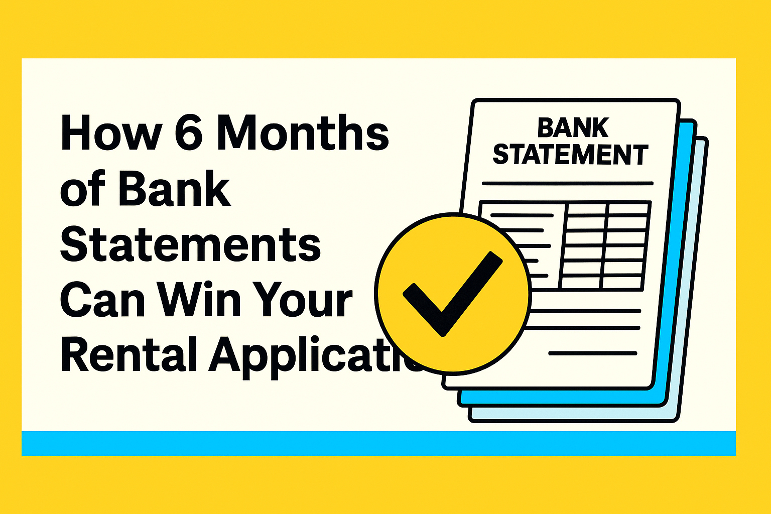 How 6 Months of Bank Statements Can Win Your Rental Application 1 Illustration of a renter presenting six months of bank statements to a landlord to show financial stability