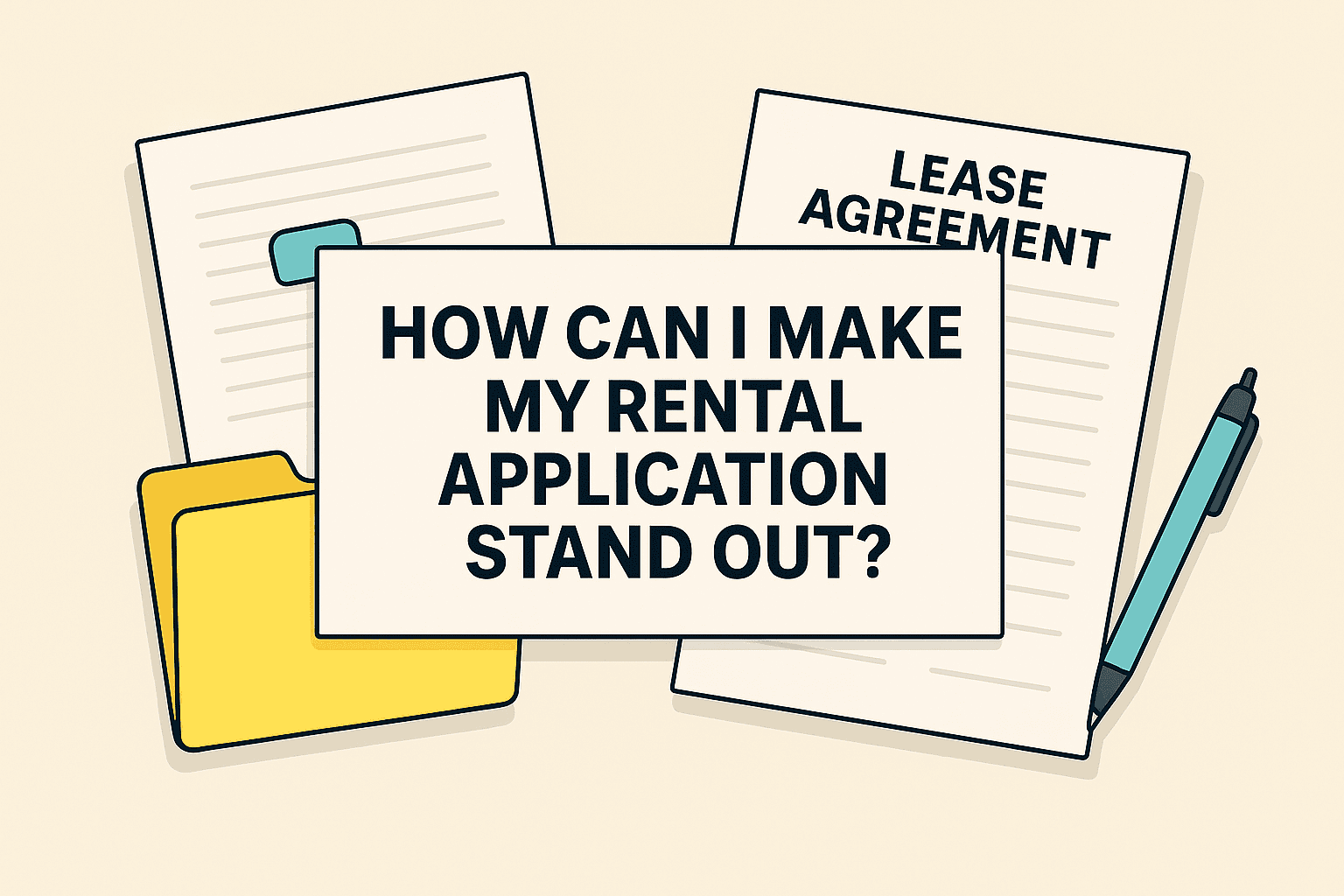 How Can I Make My Rental Application Stand Out? 1 Applicant organizing pay stubs, bank statements, and a cover sheet for a rental application.
