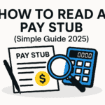 How to read a pay stub guide with calculator and document illustration