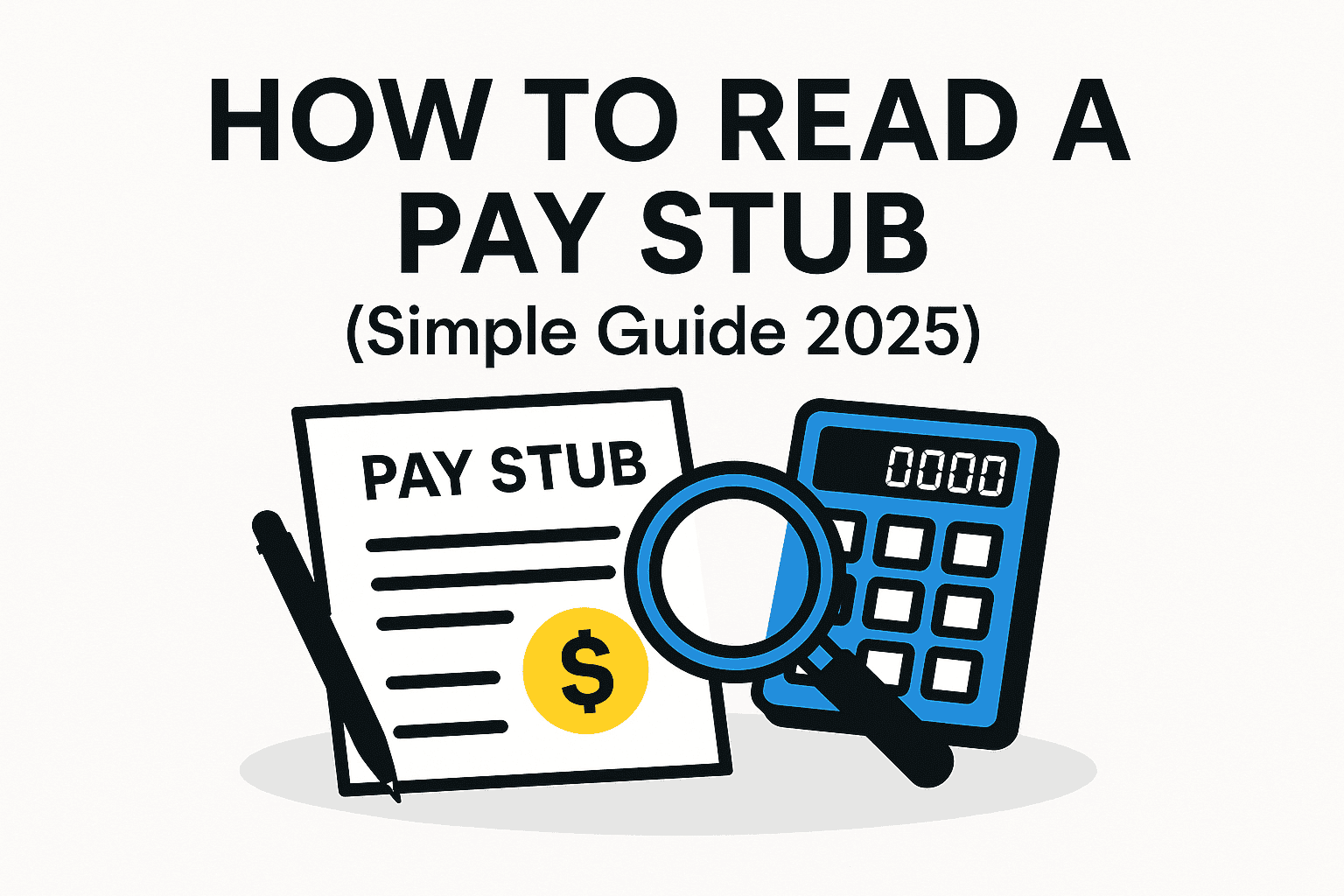 How to Read a Pay Stub (Simple Guide 2025) 1 Illustration of a person reviewing a pay stub in 2025