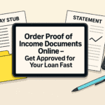 "Borrower organizing digital pay stubs, tax forms, and bank statements for a lender review"