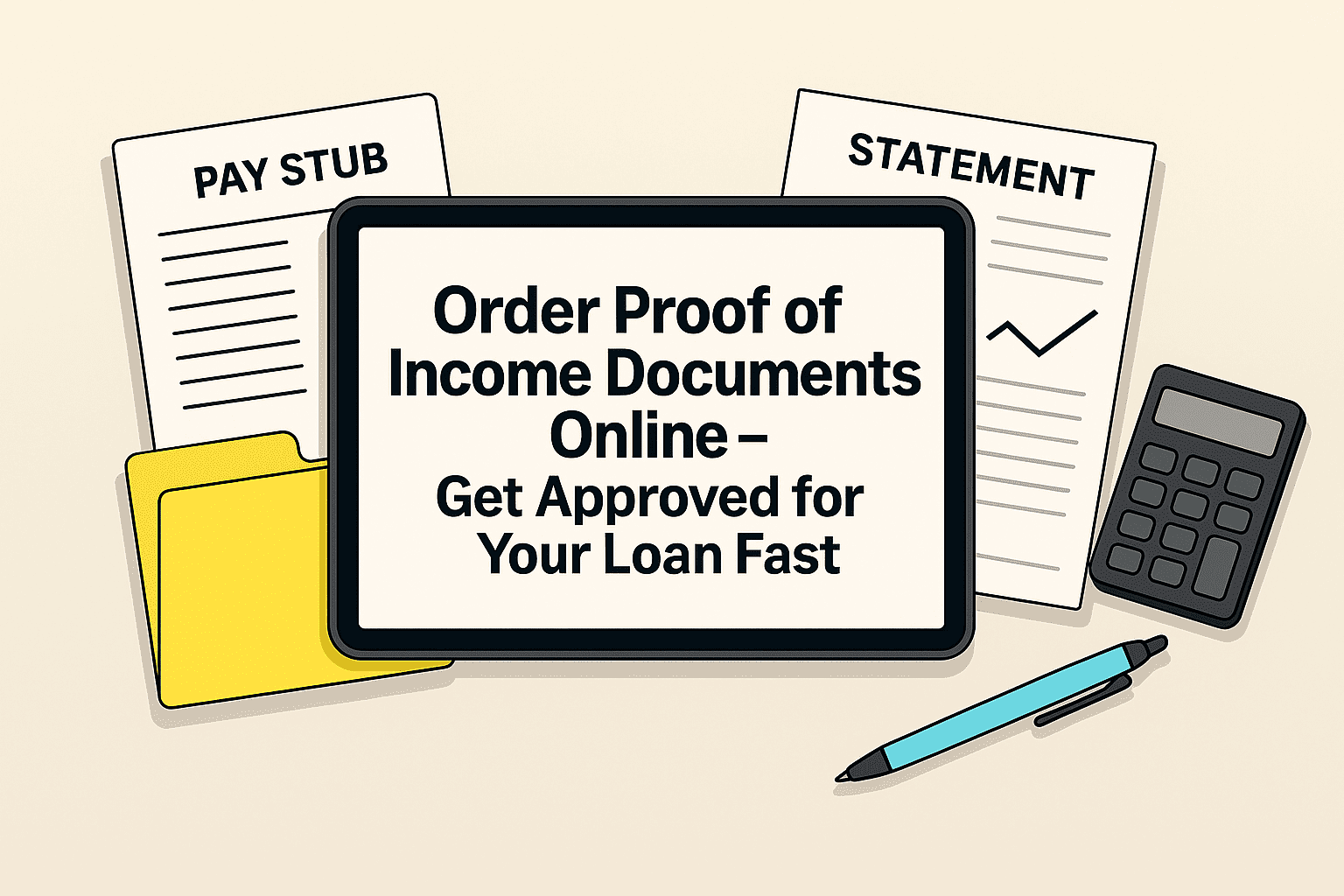 Borrower organizing digital pay stubs, tax forms, and bank statements for a lender review