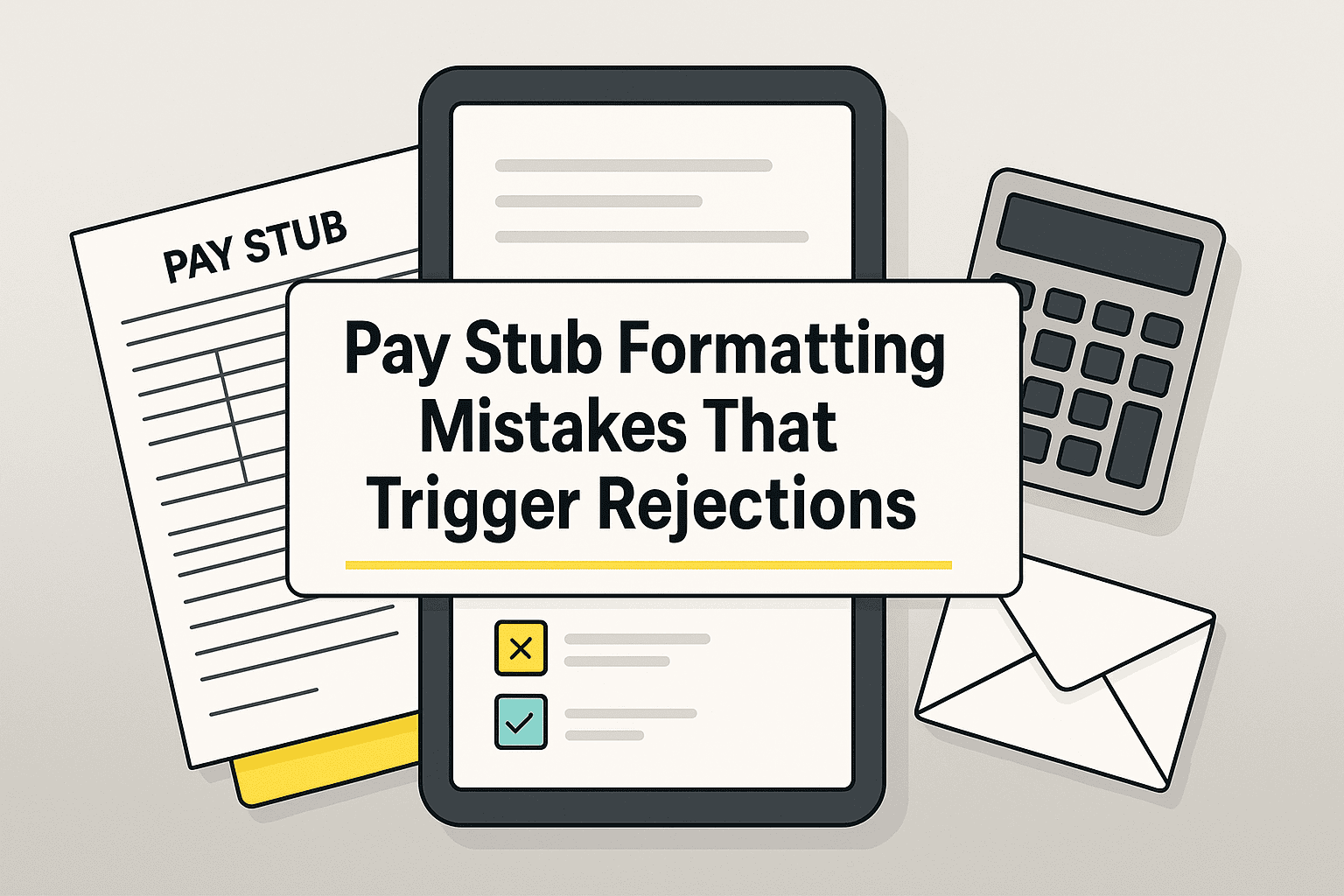 Pay Stub Formatting Mistakes That Trigger Rejections (and How to Fix Them) 1 Reviewer rejecting a pay stub because of formatting and legibility errors
