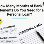 “Stack of bank statements and a personal loan form with a yellow calculator and pen.”