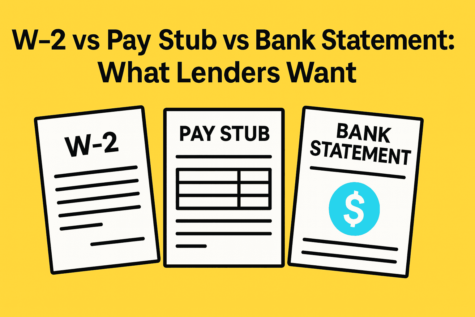 W-2 vs Pay Stub vs Bank Statement: What Lenders Want