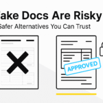 What Are the Risks of Fake Pay Stubs and Bank Statements—and What Are Safer Alternatives? 3 Illustration showing a fake document marked with an X and a genuine document approved as a safer alternative.