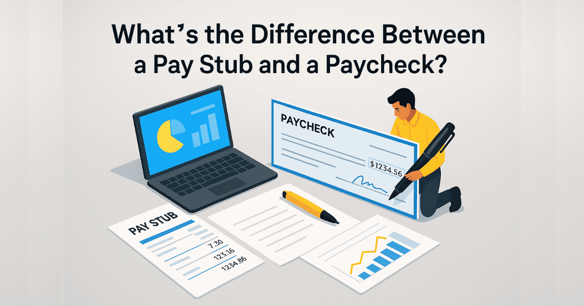 Difference between pay stub and paycheck - financial blog image