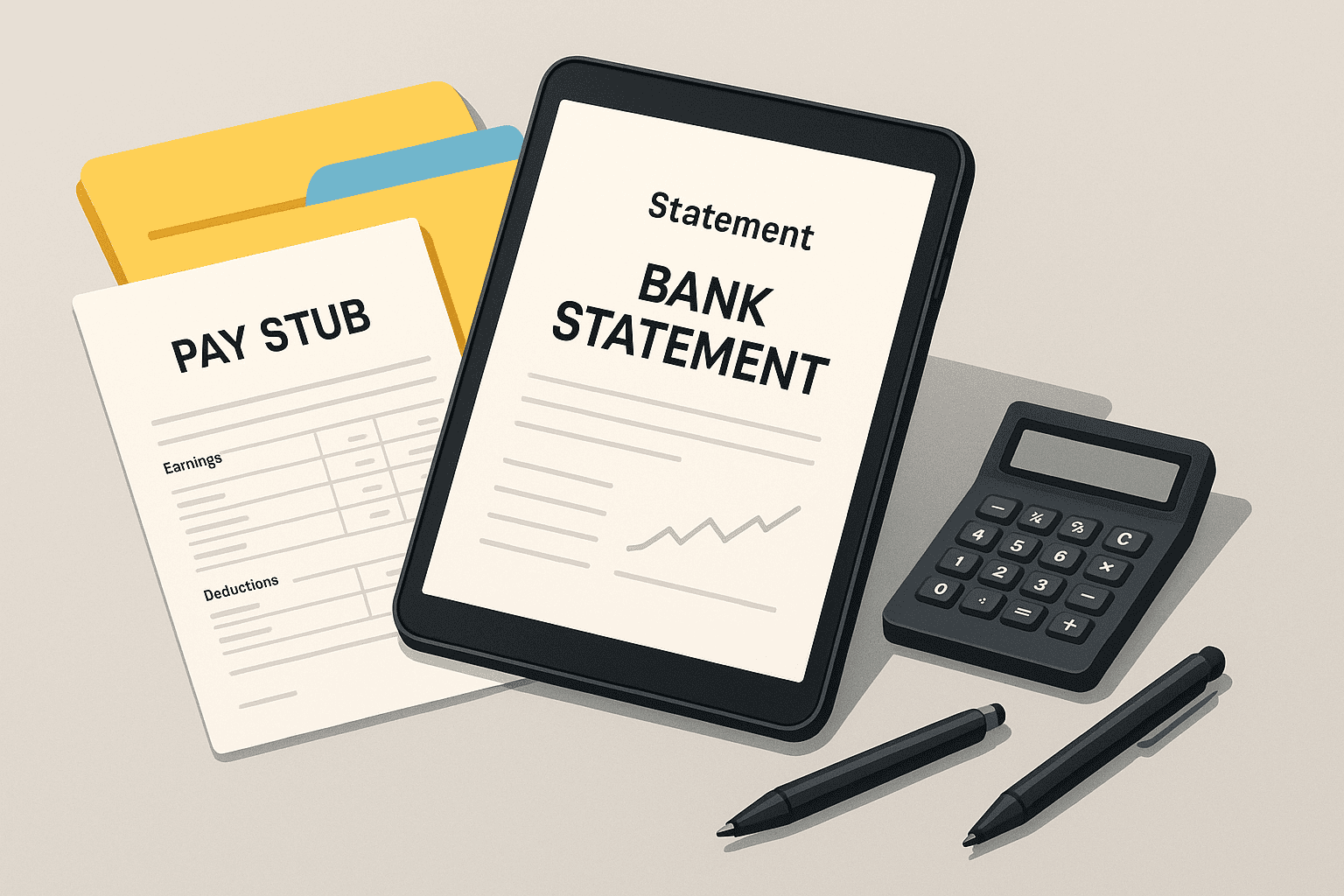 Comparison of pay stubs and bank statements used as proof of income
