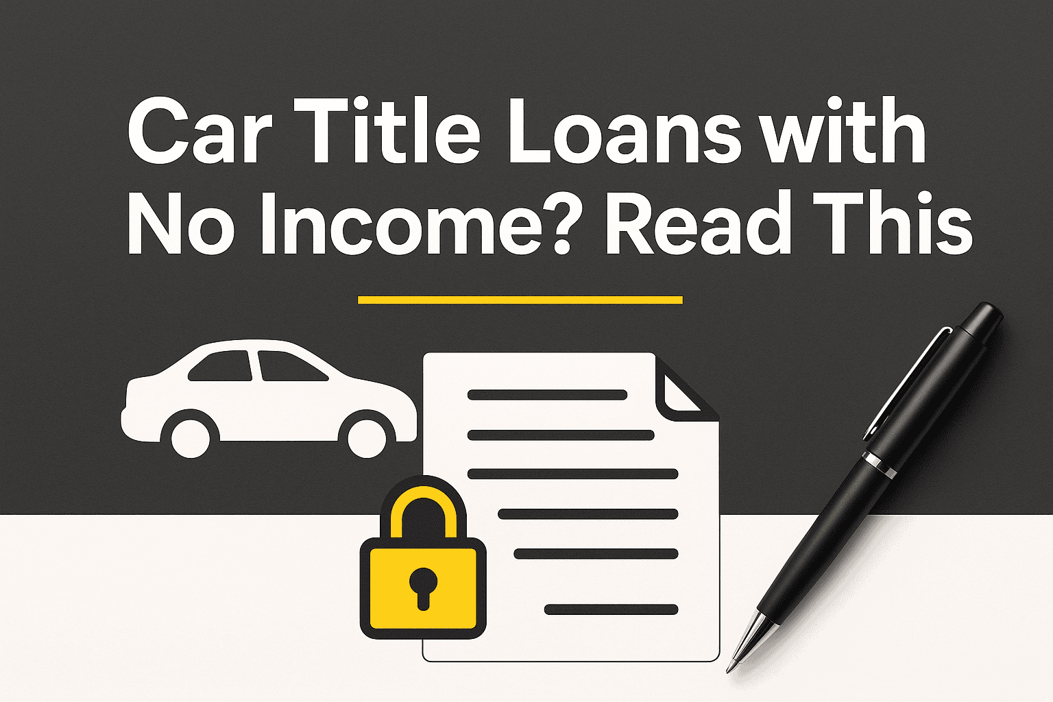 Illustration of a worried borrower handing over car keys against a background showing a loan application and warning sign