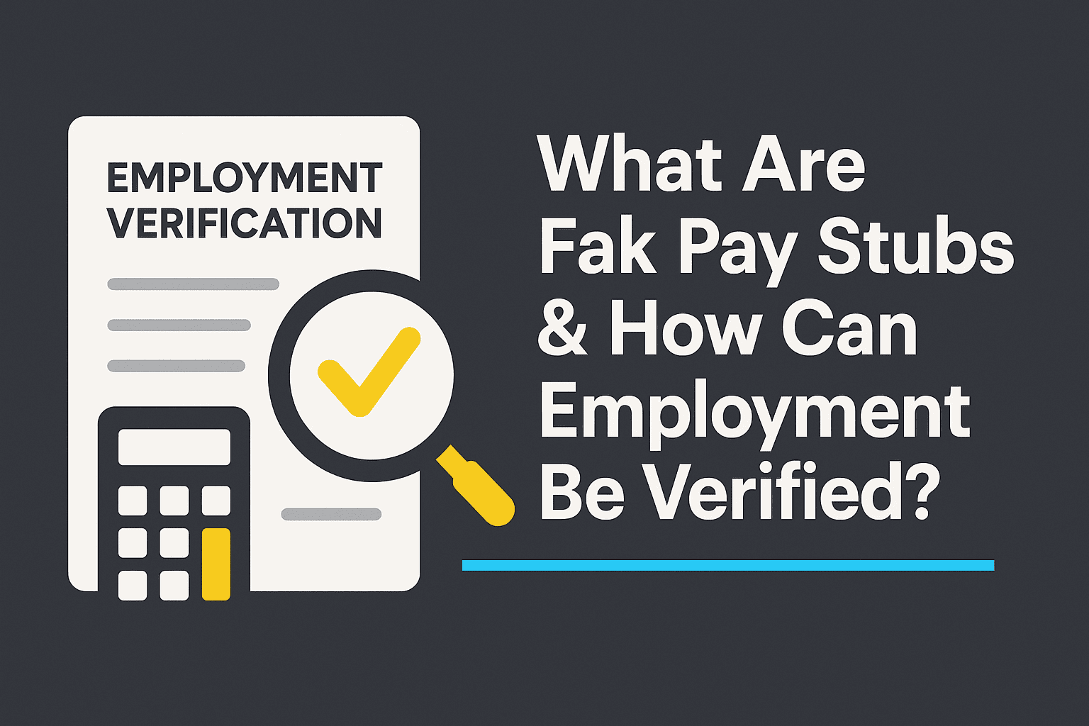 What Are Fake Pay Stubs & How Can Employment Be Verified? 1 Illustration showing fake pay stubs and employment verification concept