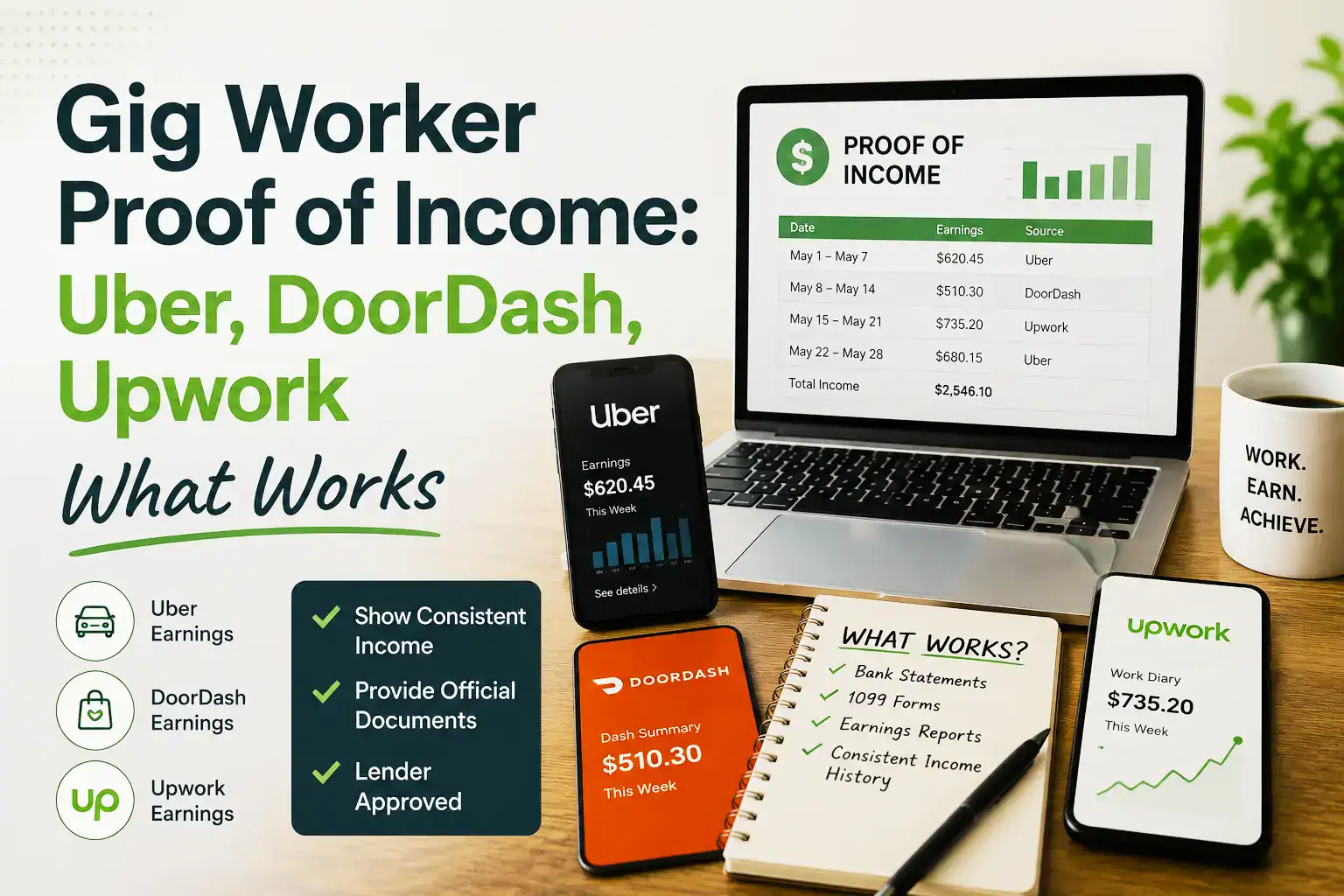 Gig Worker Proof of Income: Uber, DoorDash, Upwork