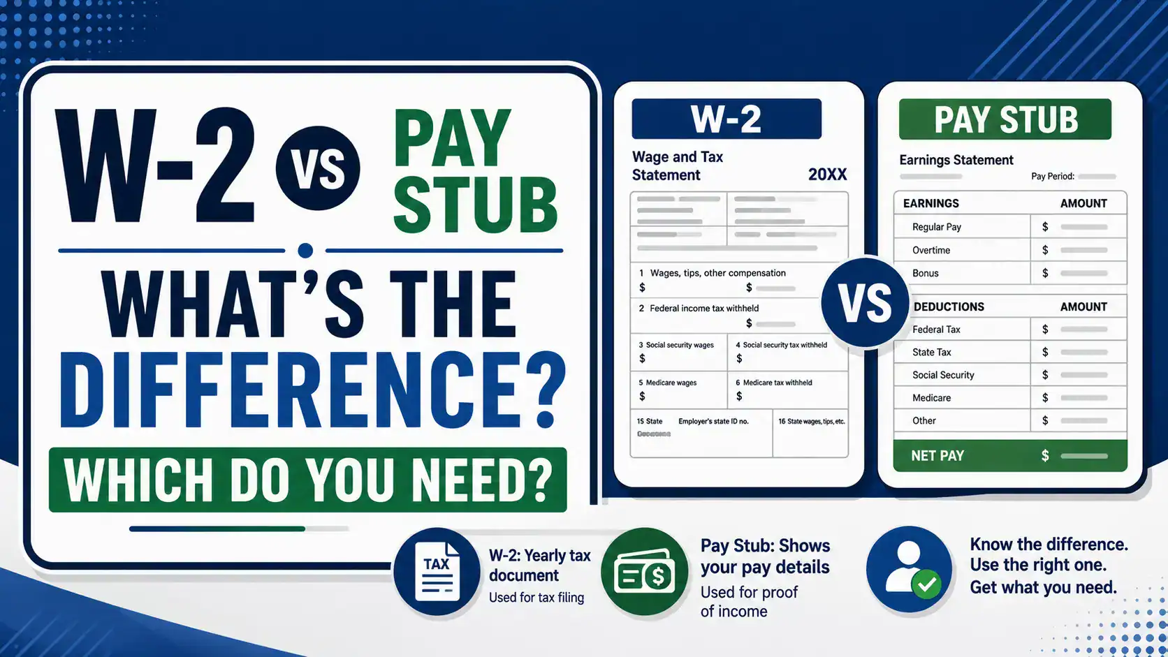 W-2 vs Pay Stub: What's the Difference? Which Do You Need?