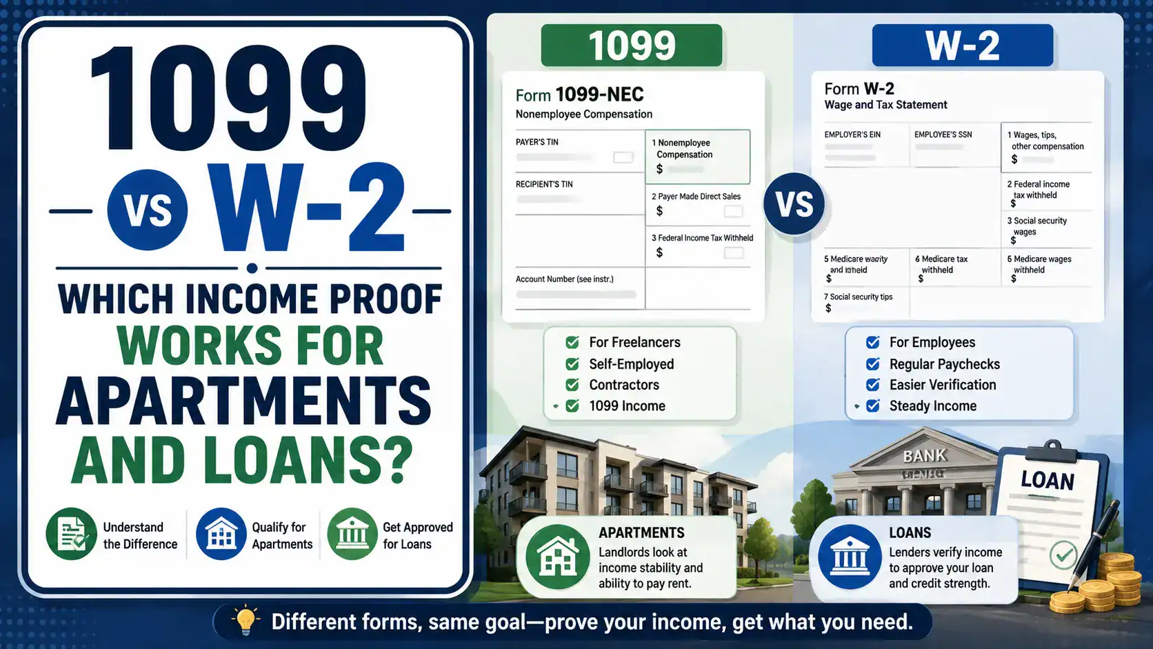 1099 vs W-2: Which Income Proof Works for Apartments and Loans?
