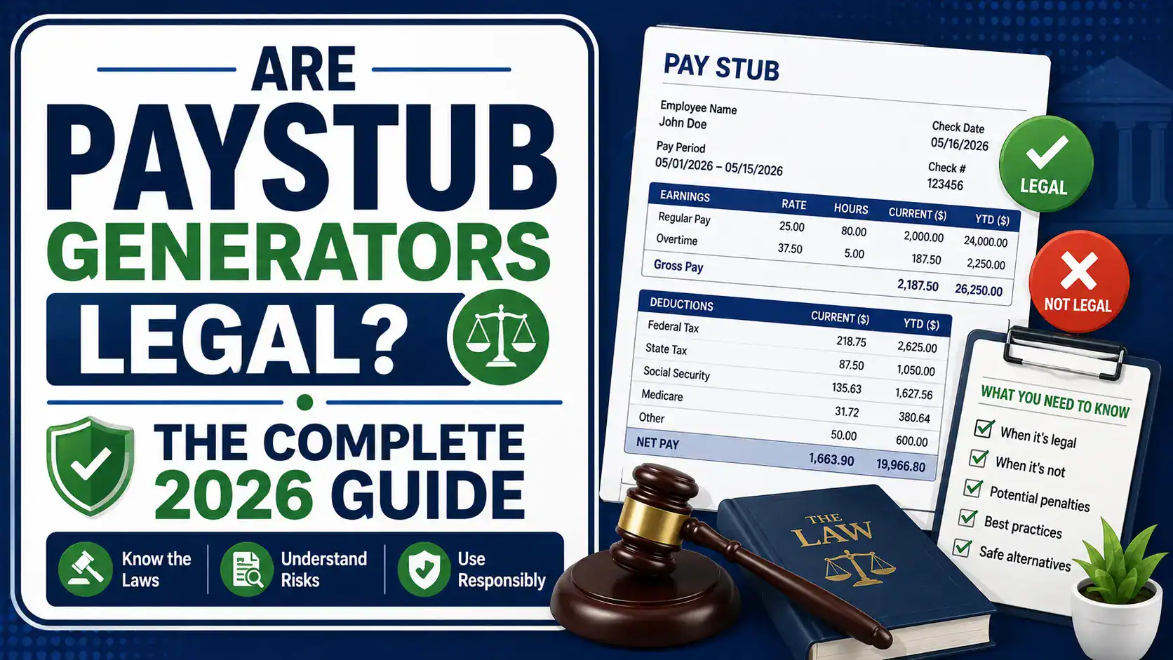 Are Paystub Generators Legal? The Complete 2026 Guide