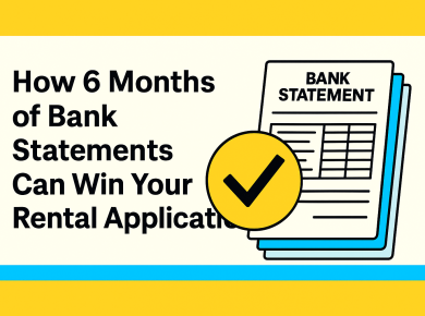 Renter presenting six months of bank statements to landlord to prove financial stability