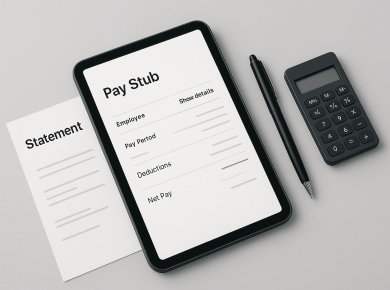 Illustration showing the risks of using fake pay stubs and safe, legal alternatives for income verification